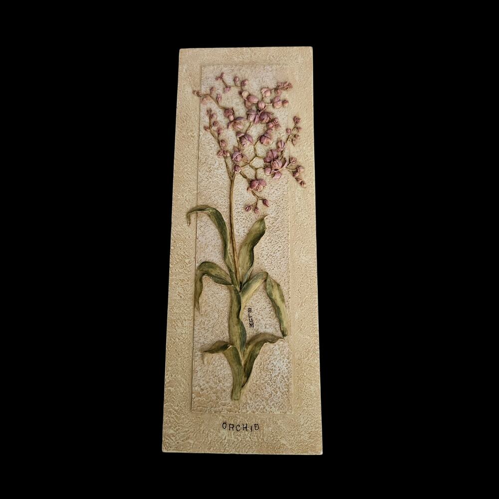 Lot of 3 Blum Floral Botanical Wall Plaques Rose Orchid Peony Relief Art Panels - Picture 5 of 5